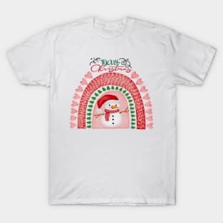 Snowman Christmas Rainbow T-Shirt